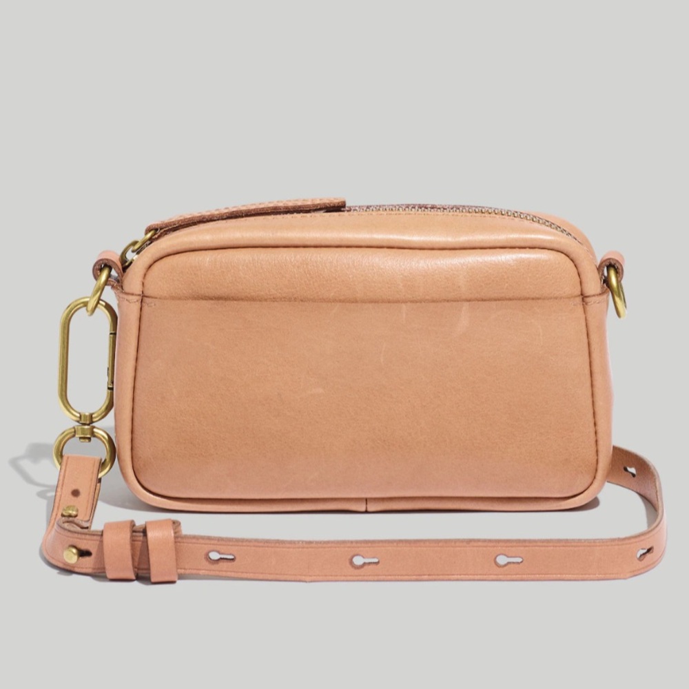 Madewell Leather Carabiner Mini Crossbody Bag | brown, tan